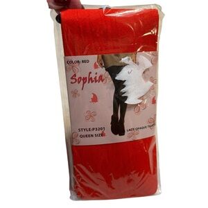 NEW Sophia Queen-Size Red Opaque Tights fits 165-250 lbs Nylon Spandex Stretch